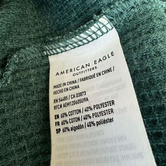 American Eagle Floral Long-Sleeve Mini Dress Green/Teal size S cotton - Picture 6 of 8